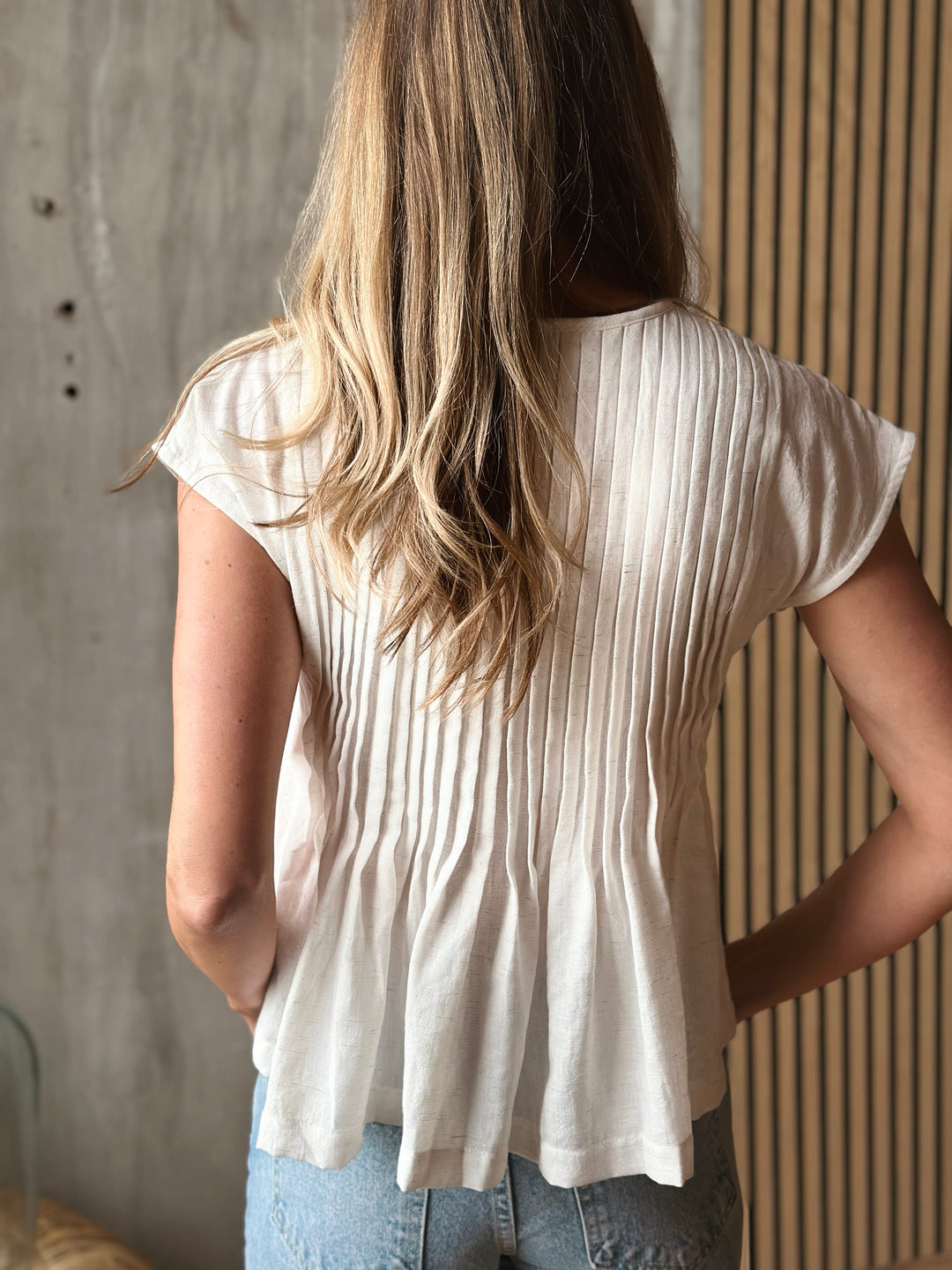 The Ivory Gathered Button Top