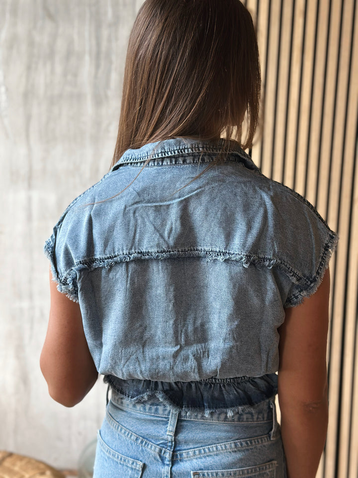 The Eden Denim Crop Shirt