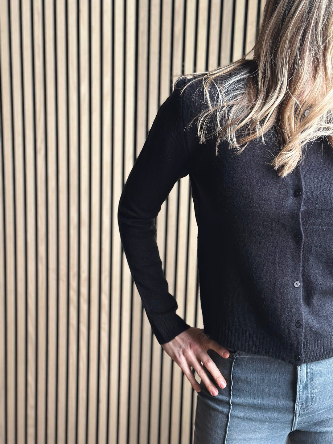 Buttoned Crew Neck Cardigan Sweater