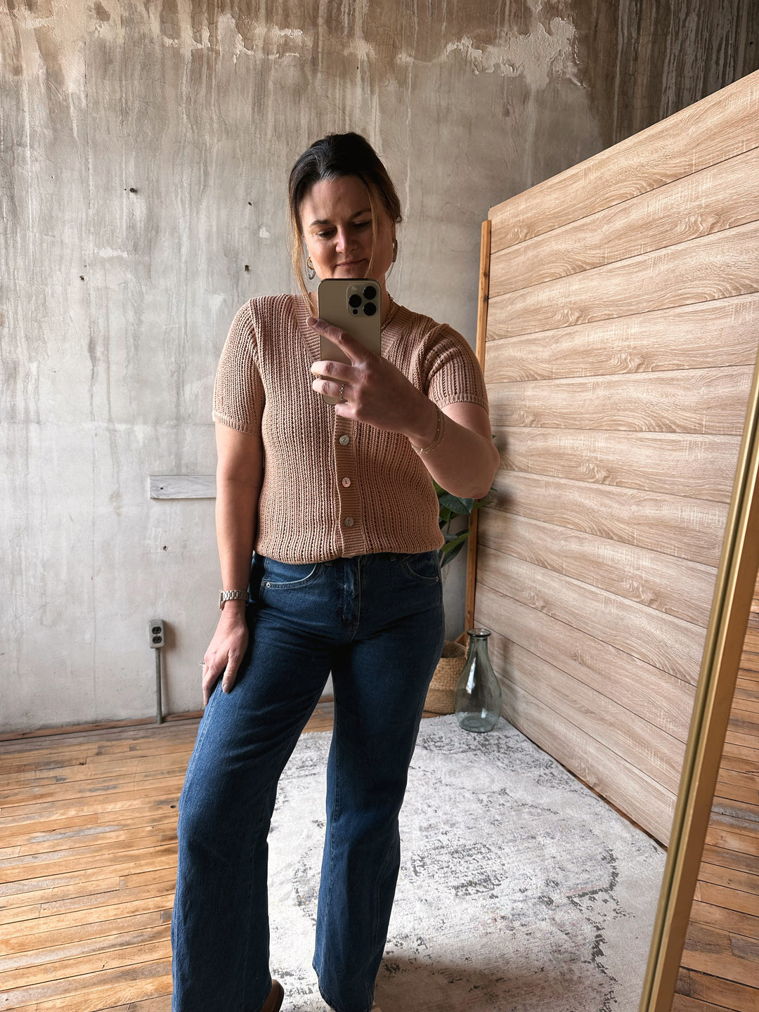 The Open Weave Button Cardigan