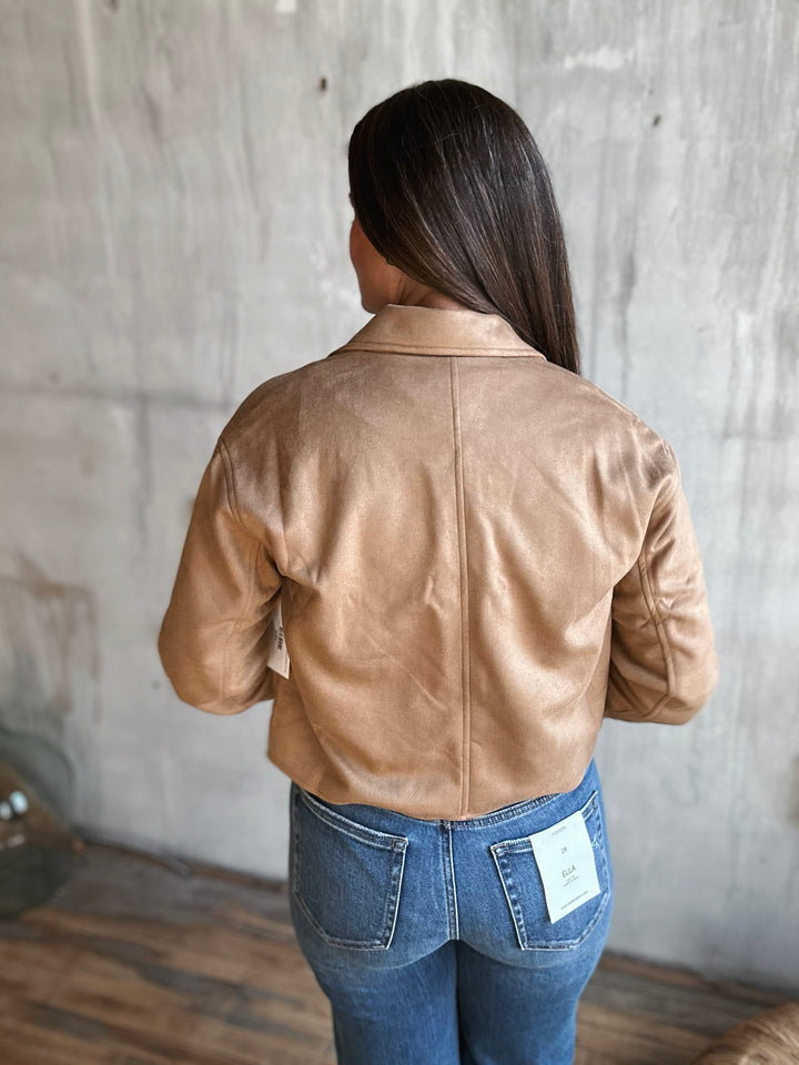 Cropped Suede Pattern Jacket