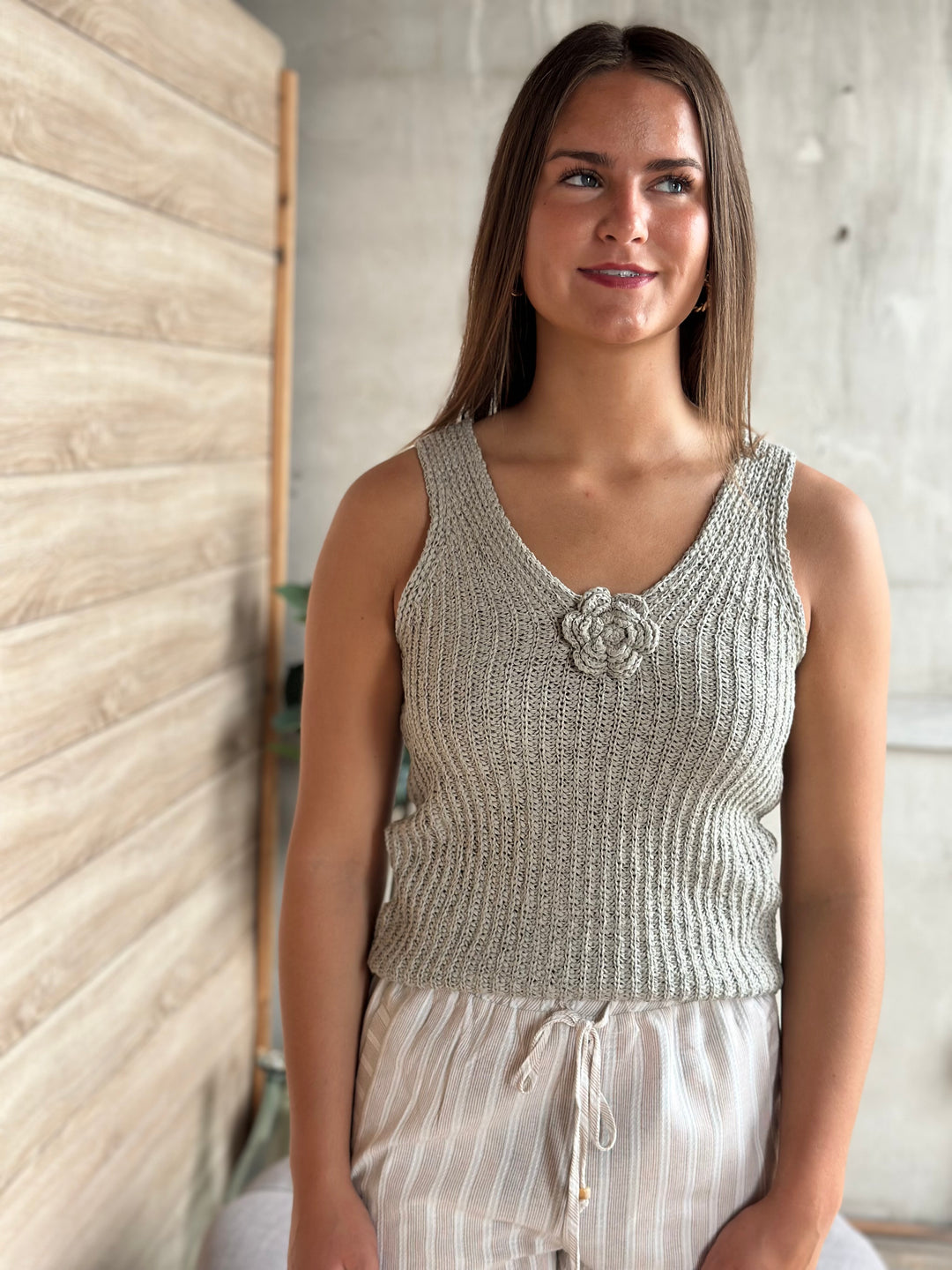 The Rosette V-Neck Tank