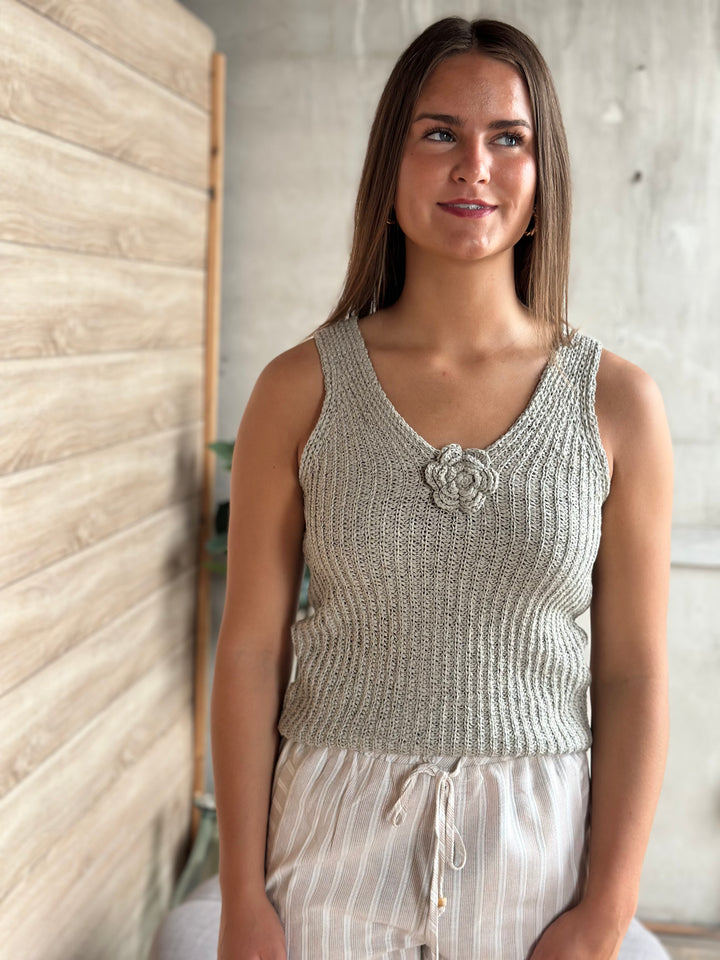 The Rosette V-Neck Tank