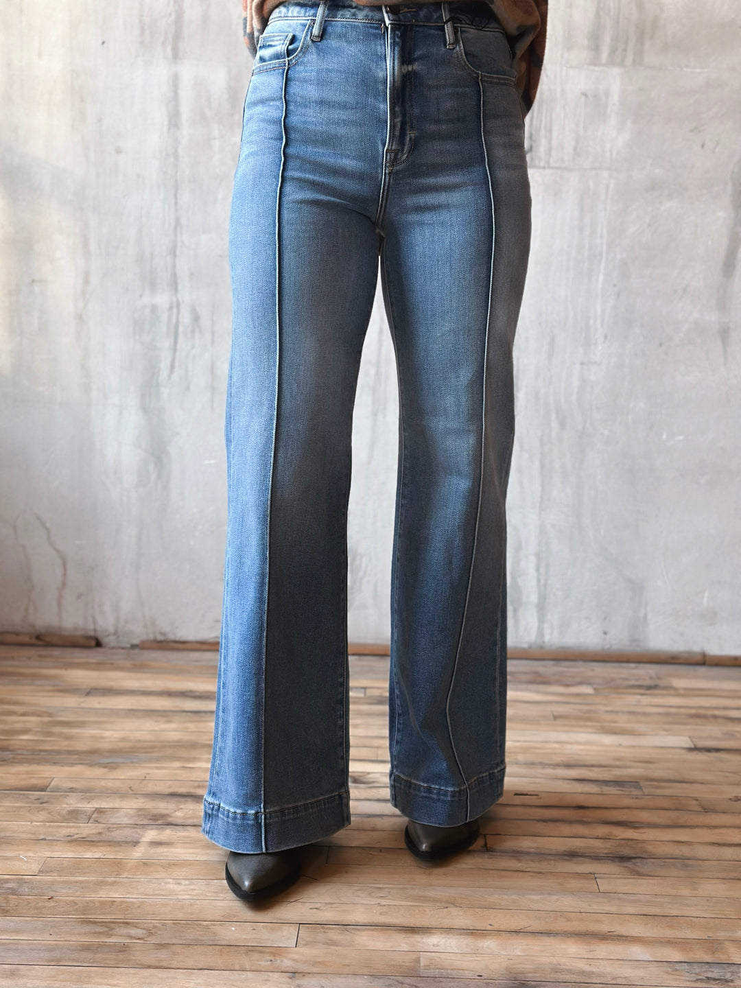 Pintuck Flare Jeans