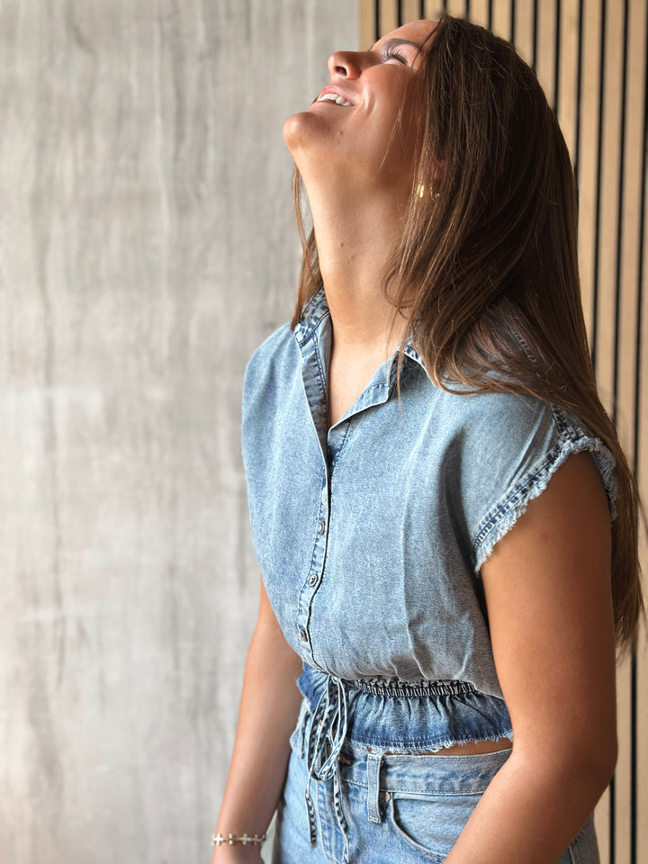 The Eden Denim Crop Shirt