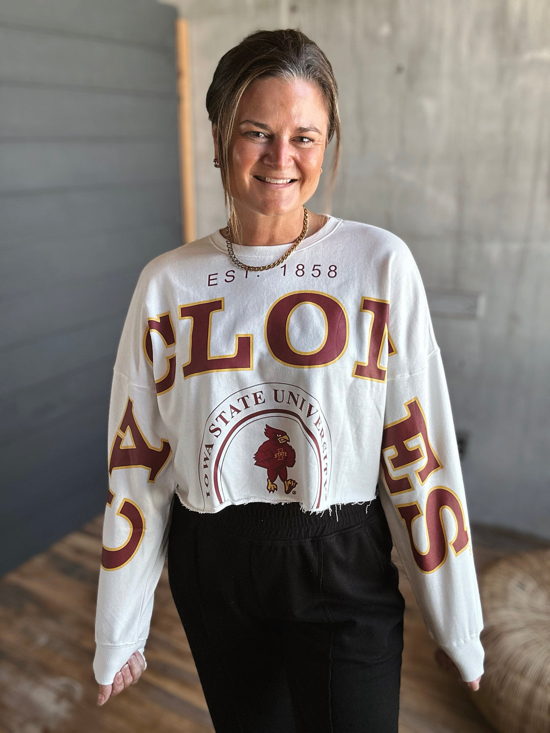 Iowa State Perkins Chenille Cropped Longsleeve