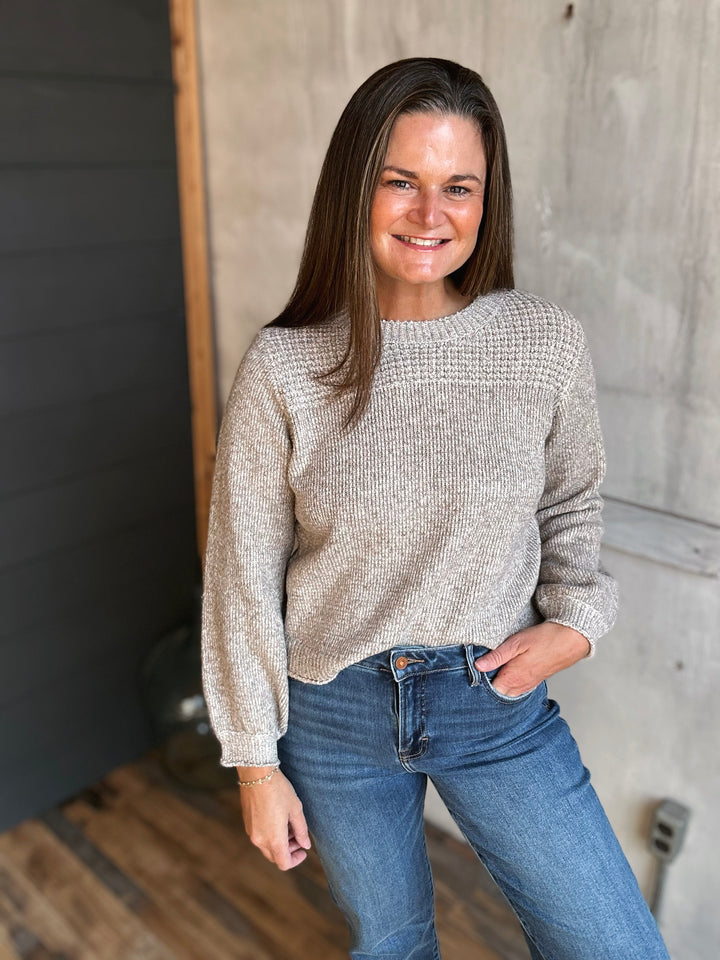 Textured Crew Neck Sweater