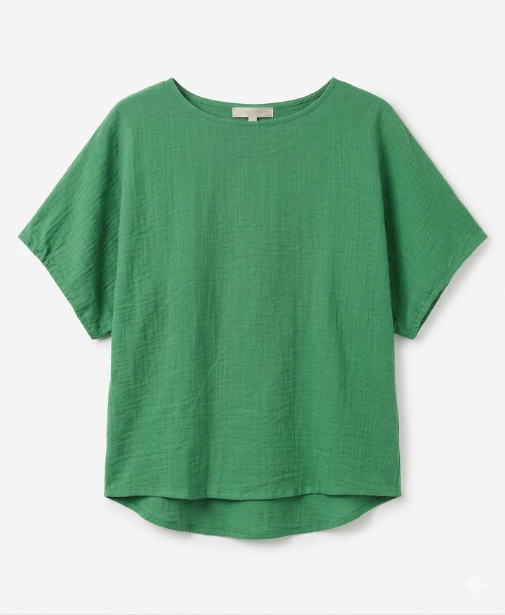 Green blouse on a white background
