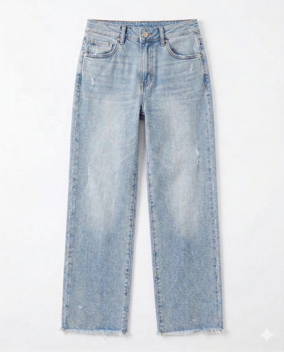 Light blue jeans on a white background