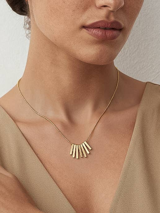 Lorraine 18K Gold Non-Tarnish Minimalist Bar Necklace