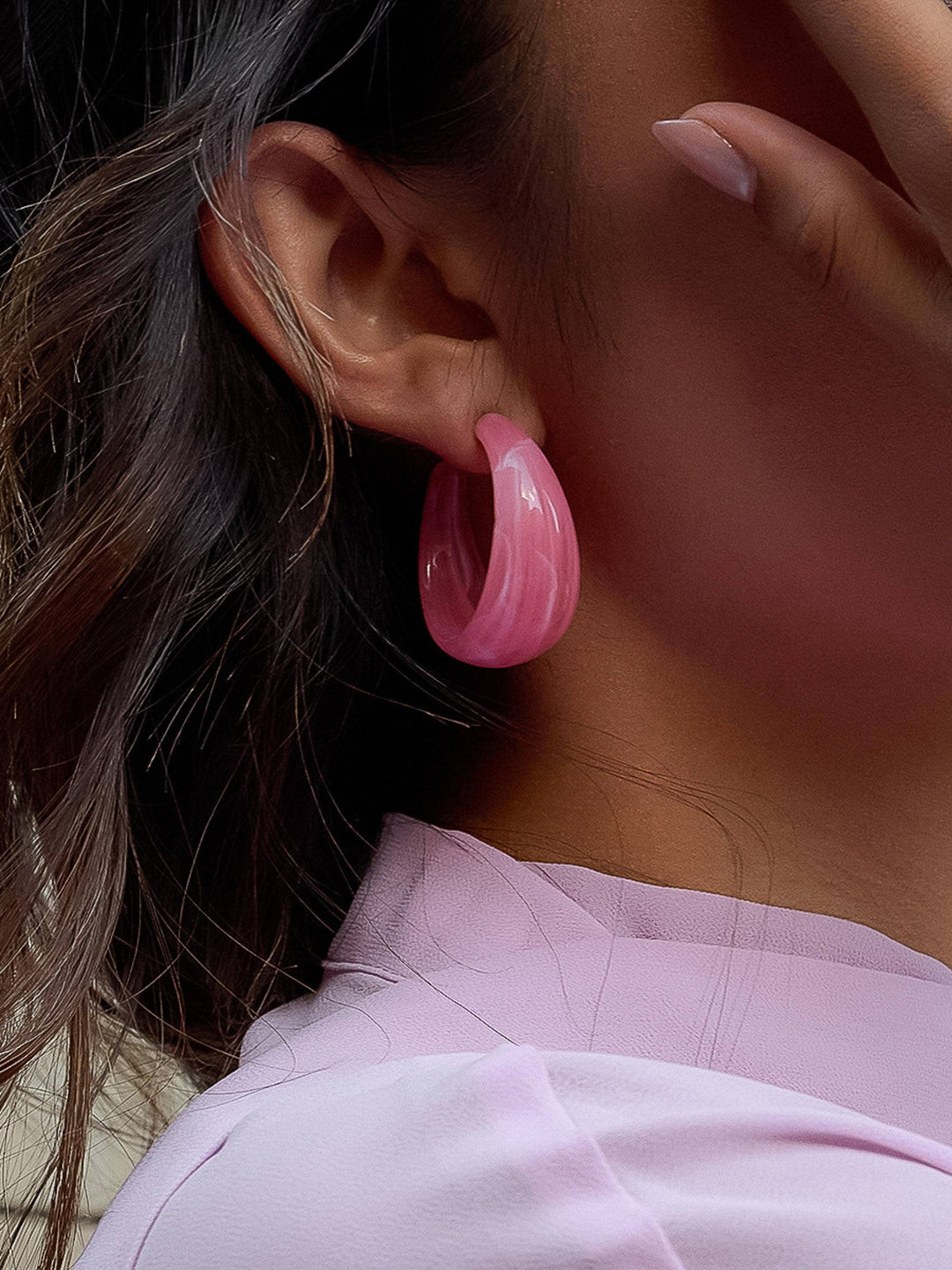 Ines 18K Gold Non-Tarnish Resin Hoop Earrings