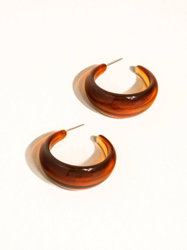 Ines 18K Gold Non-Tarnish Resin Hoop Earrings