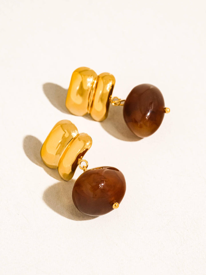 Annina 18K Gold Non-Tarnish Agate Drop Earrings