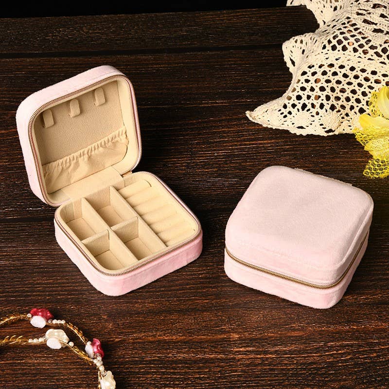 VELVET JEWELRY ORGANIZER TRAVEL CASE