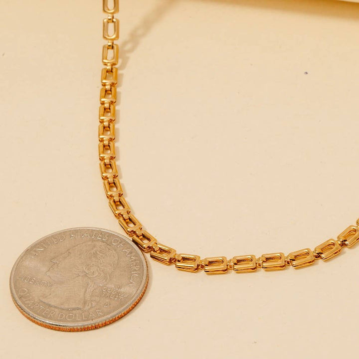 Stainless Steel Dainty Square Classic Chain Necklace