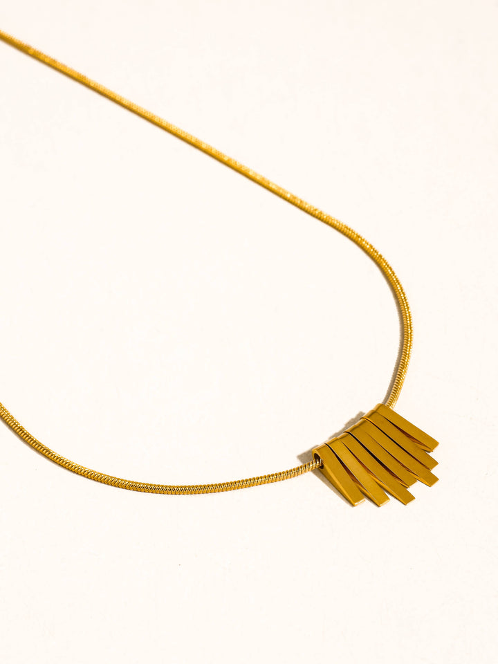 Lorraine 18K Gold Non-Tarnish Minimalist Bar Necklace