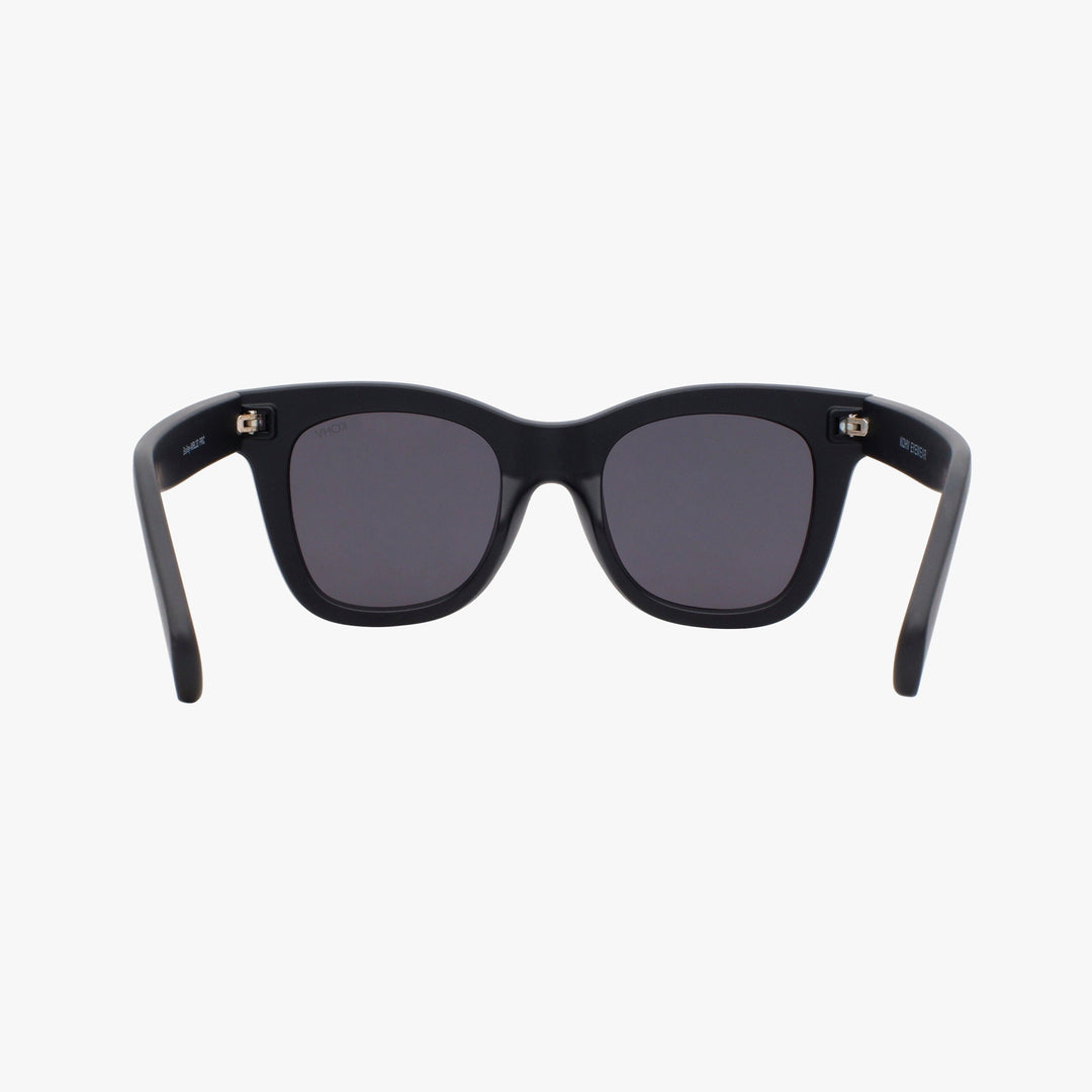 Black sunglasses with dark lenses on a white background