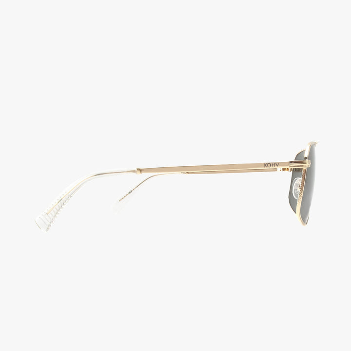 Gold-framed sunglasses on a white background