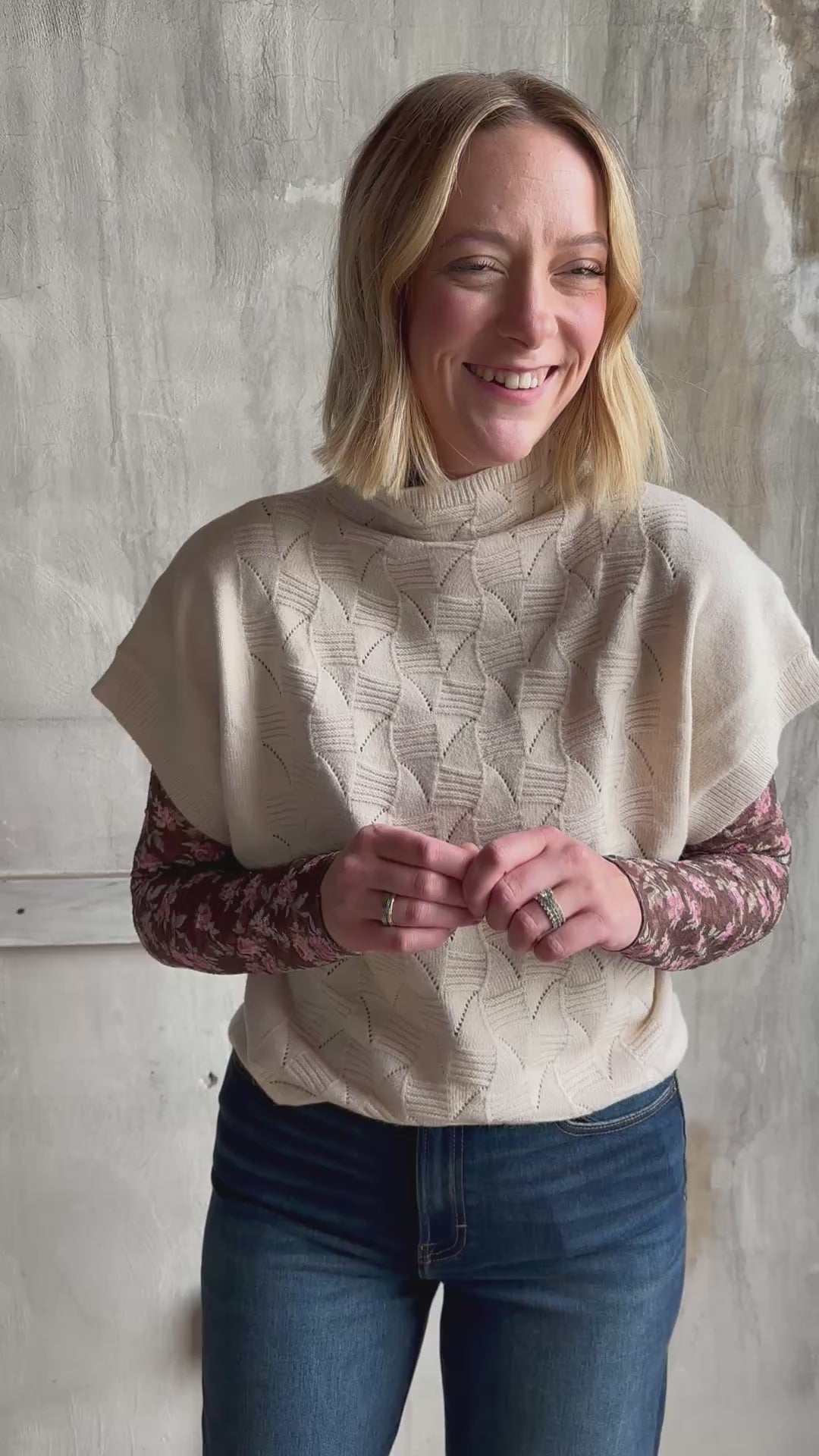 High Neck Lace Knit Top