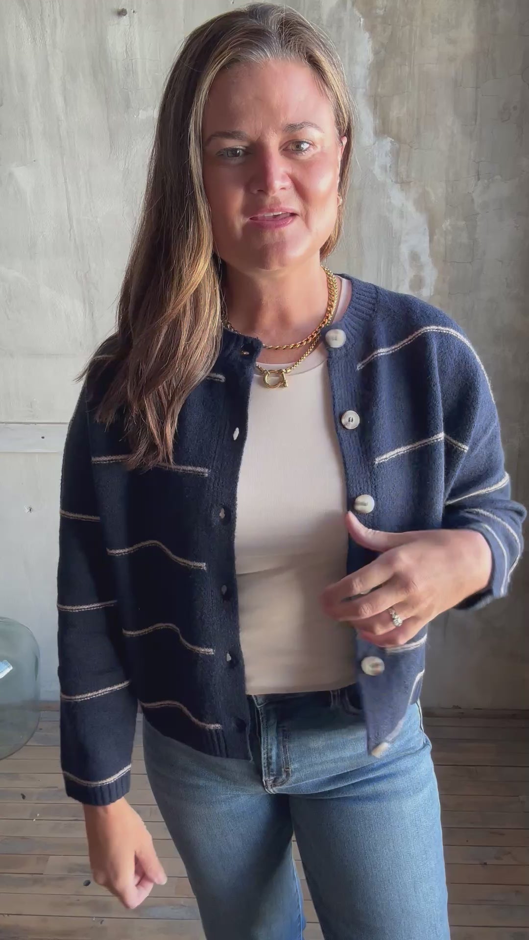 Nova Stripe Button Down Cardigan