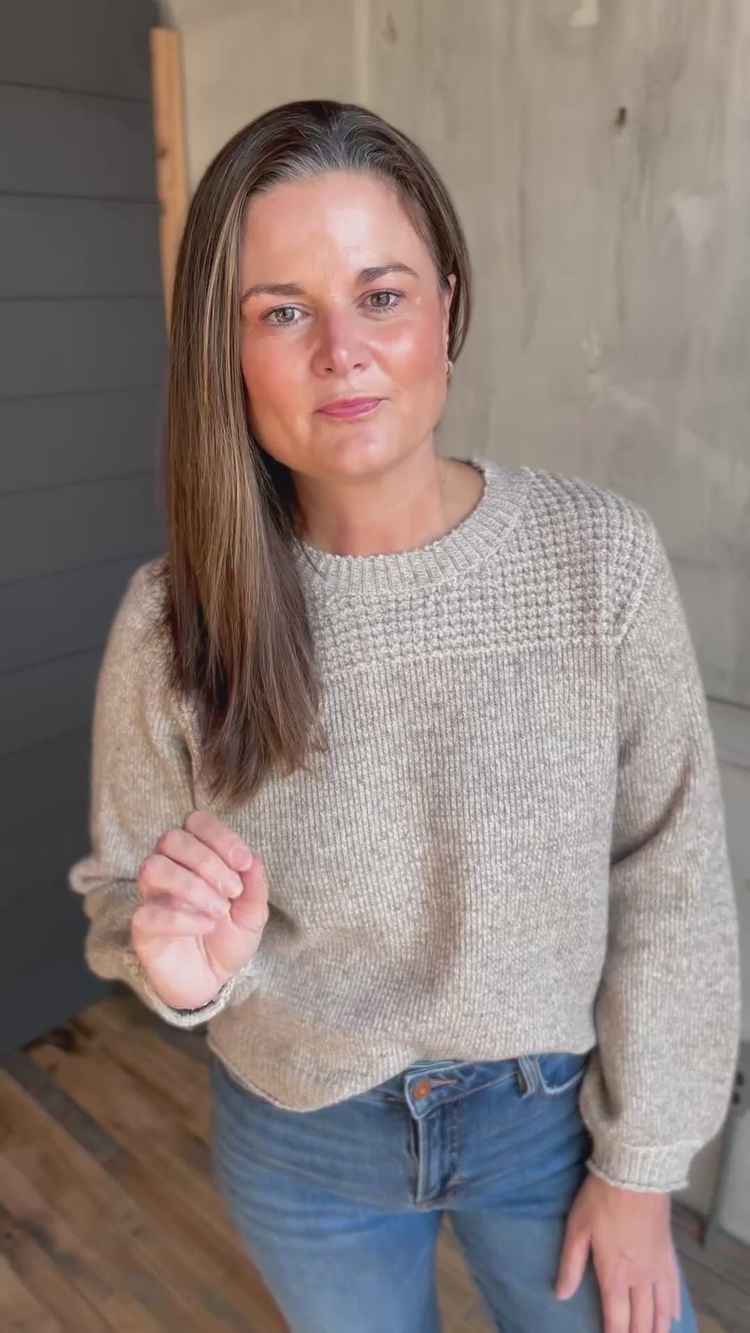 Textured Crew Neck Sweater