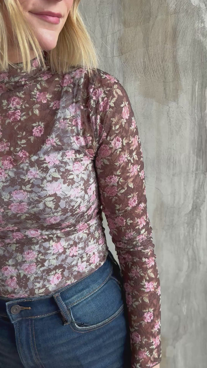 High Neck Lace Knit Top