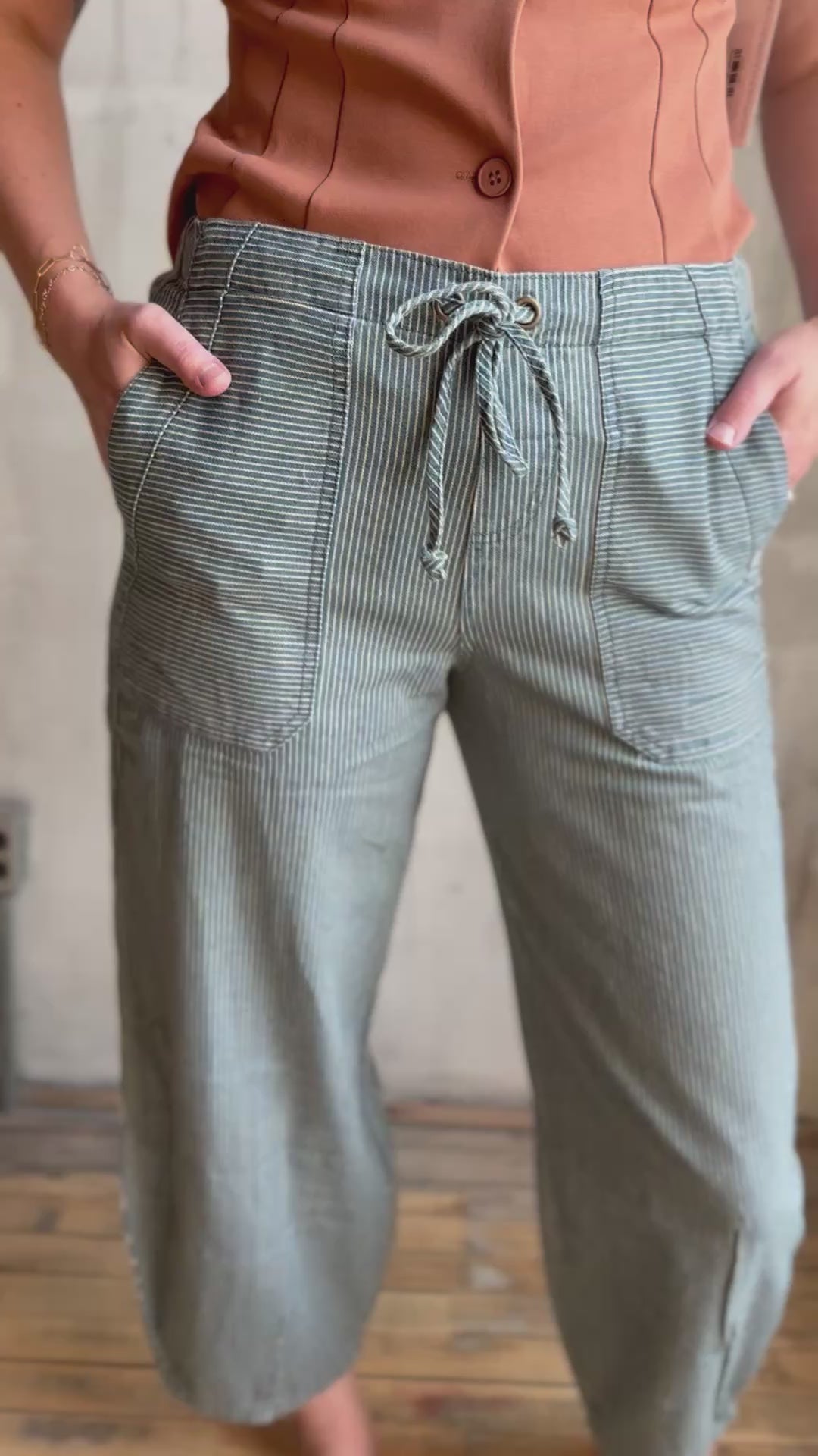 Ellis Stripe Denim Parachute Pants